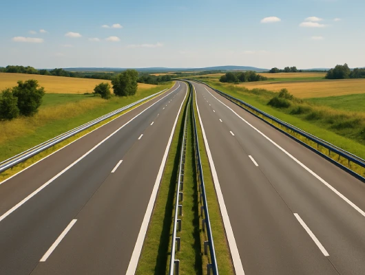 Asfalt na diaľnici z blízka - dvojprúdová cesta